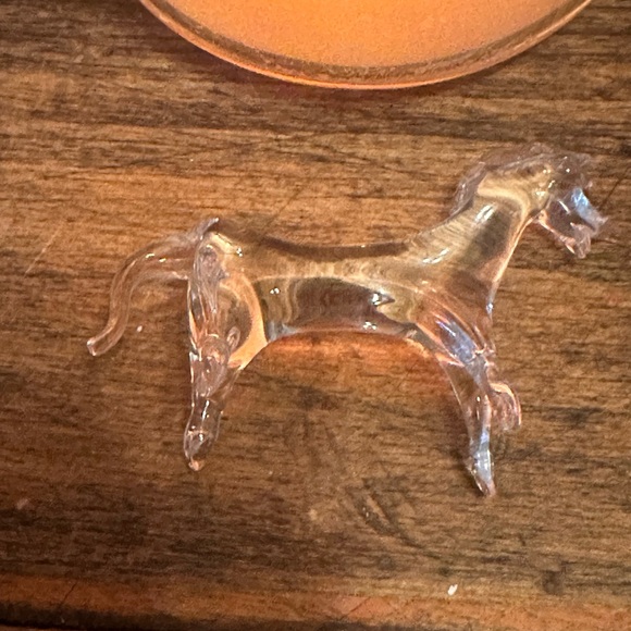 Vintage Handcrafted Blown Glass Horse Figurine, Clear 3" - Picture 5 of 11